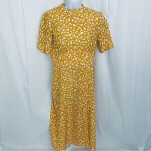 ASOS Mustard Floral Midi Dress